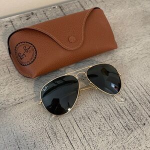 Ray-Ban Gold Frame Sunglasses with Black Lenses